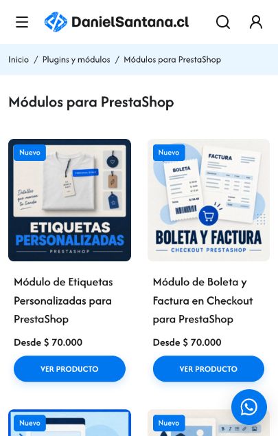 Vista móvil de una categoría con Awake