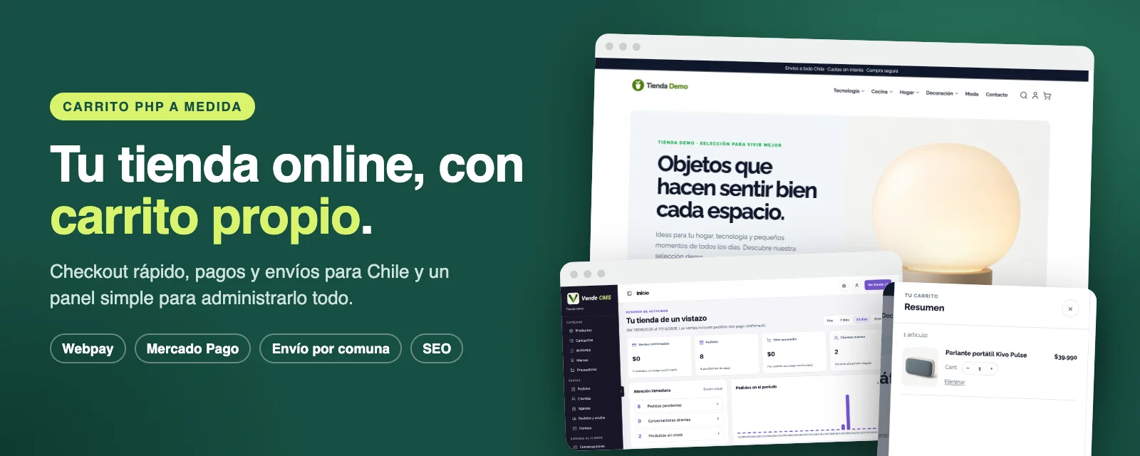 VendeCMS: tienda online con carrito propio, tienda y panel de administración